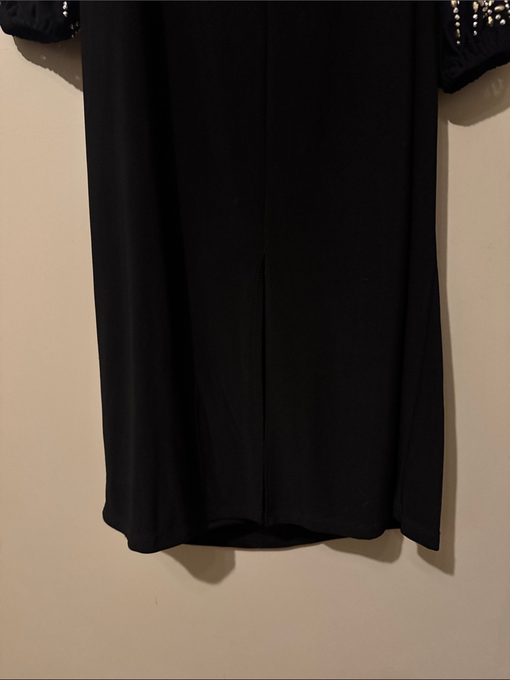 NWOT Marina Off the Shoulder Long Sleeve Beaded Midi Dress, Black, size Large - Picture 10 of 10